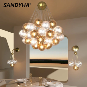 Suspension Boules en Verre Multicolore - Design Moderne