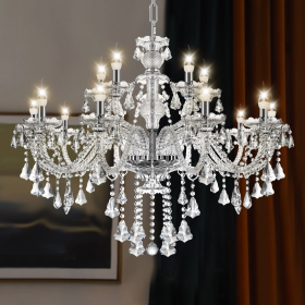 Lustre en Cristal 15 Bras - Éclairage Moderne pour Salon