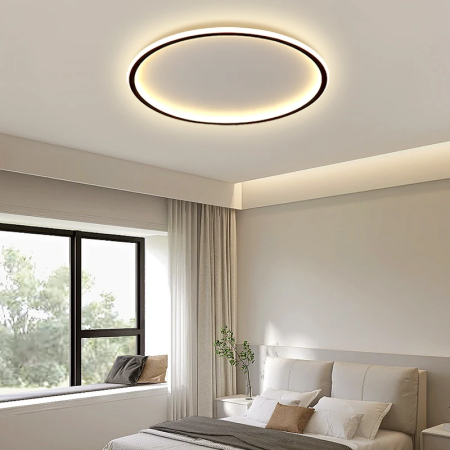 Plafonnier LED Rond Ultra-Fin Noir - Éclairage Moderne