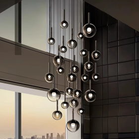 Suspension LED verre gris fumé - Éclairage contemporain