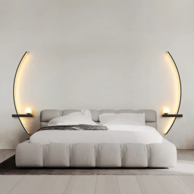 Applique Murale LED Linéaire en Aluminium Noir et Or