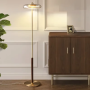 Lampadaire Doré en Verre Transparent - Élégance Moderne