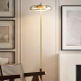 Lampadaire Doré en Verre Transparent - Élégance Moderne