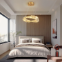 Lustre Moderne en Cristal Doré - Éclairage Élégant