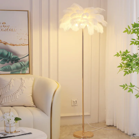 Lampadaire LED en plumes d’autruche - Élégance moderne