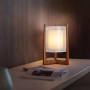 Lampadaire bois massif abat-jour tissu - Style japonais