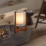 Lampadaire bois massif abat-jour tissu - Style japonais