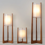Lampadaire bois massif abat-jour tissu - Style japonais