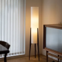 Lampadaire bois massif abat-jour tissu - Style japonais