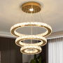 Lustre Cristal Doré LED Dimmable - Élégance Moderne