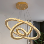 Lustre Cristal Doré LED Dimmable - Élégance Moderne