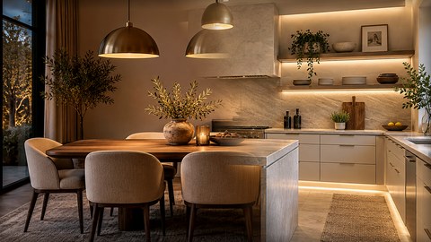 Suspensions dans une cuisine ouverte : coordonner avec le salon