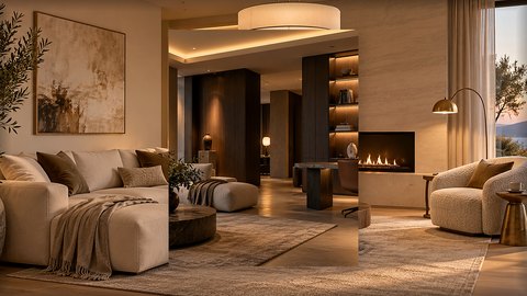Lampe dorée : réchauffer une décoration neutre