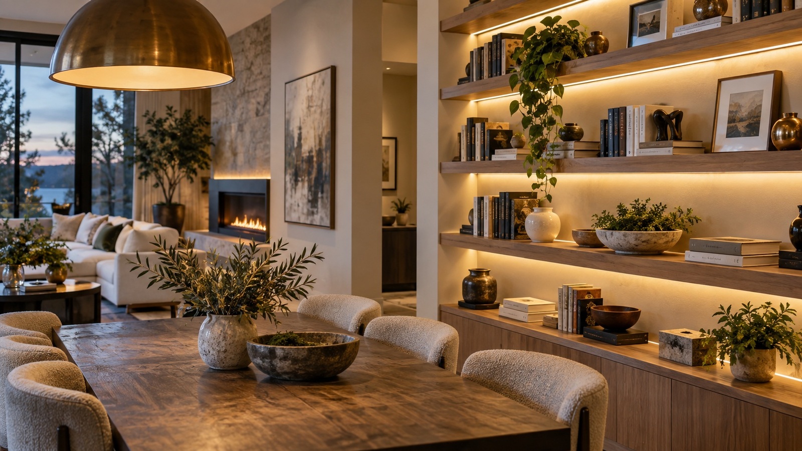 Lighting open shelves without creating distracting hotspots